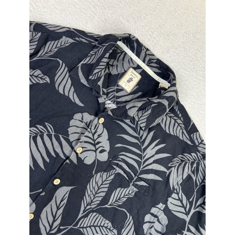 Jamaica Jaxx Shirt Mens XL Black Gray Hawaiian Aloha 100% Silk Tropical Camp